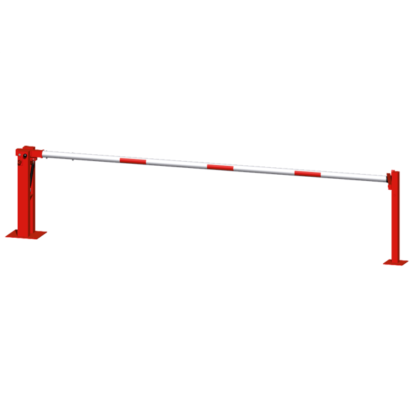Manual barrier | with pneumatic spring | and fixed pole support | clear width: 4000 mm | with triangular lock and Euro profile cylinder lock at the main support
